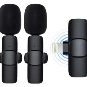 Micrófono K9 Inalámbrico 2 En 1 De Solapa Iphone O Tipo C Negro