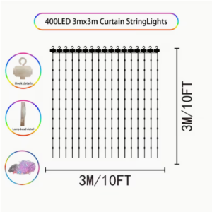 Luces de cortina de 400 LED mejoradas con control USB